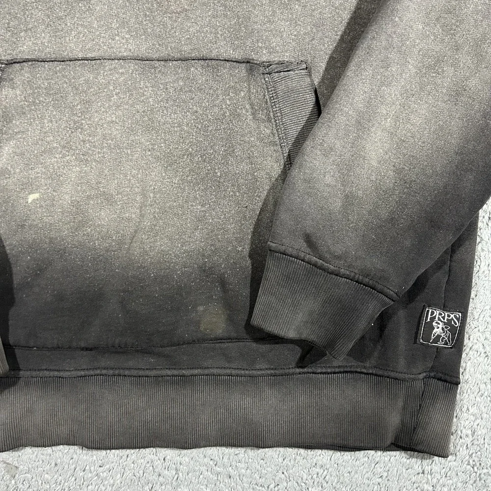 PRPS Hoodie Mens Large Gray Black Pullover Sweatshirt Streetwear #3619